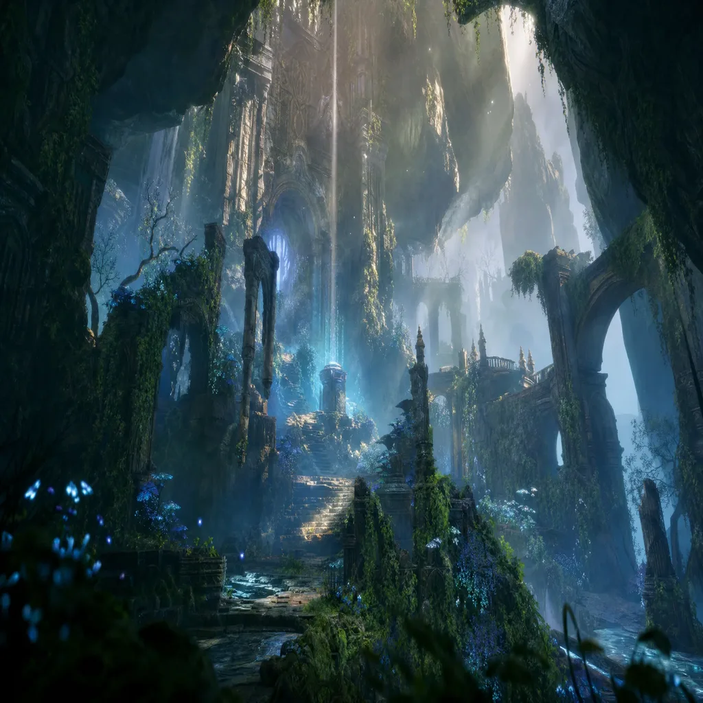 奇幻古代神殿场景设计 - 沉浸式游戏环境概念图